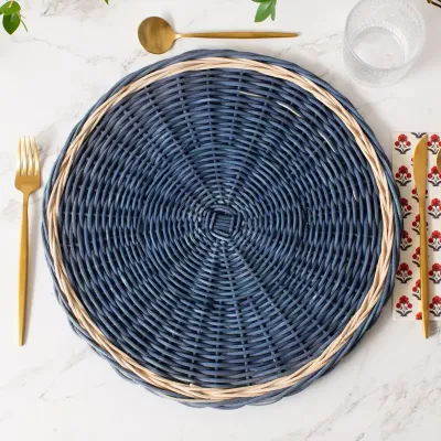 Blue Rattan Charger