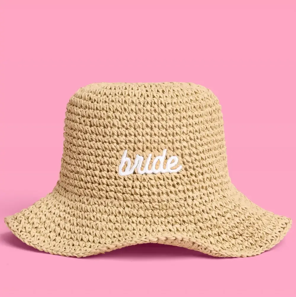 Bride Straw Bucket Hat