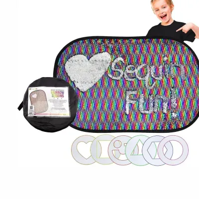 Giant Reversible Rainbow Sequins Toy w/ Shape Stencils