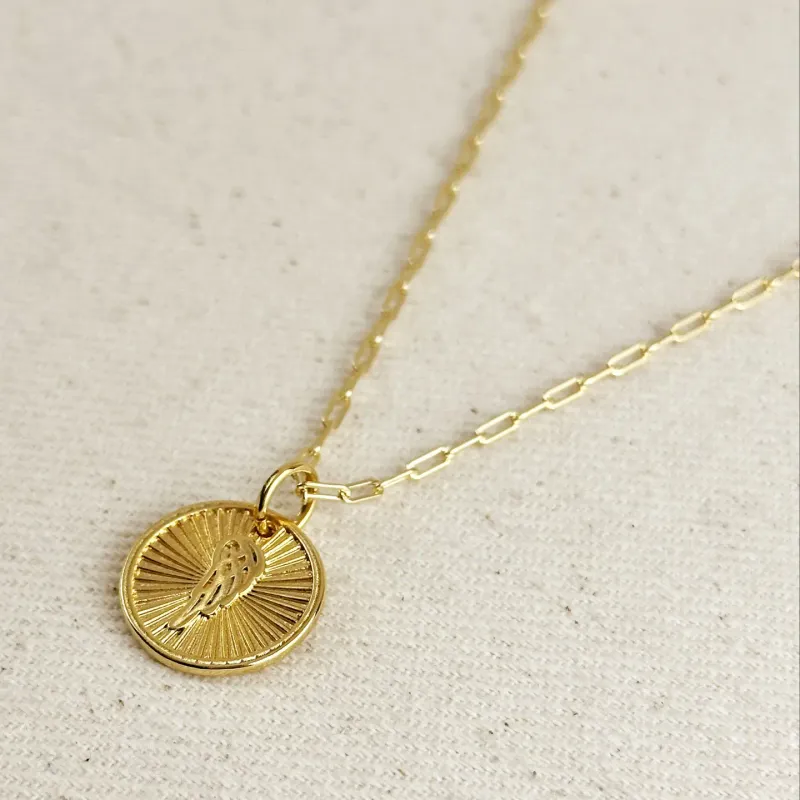 18k Gold Filled Radial Angel Wing Necklace