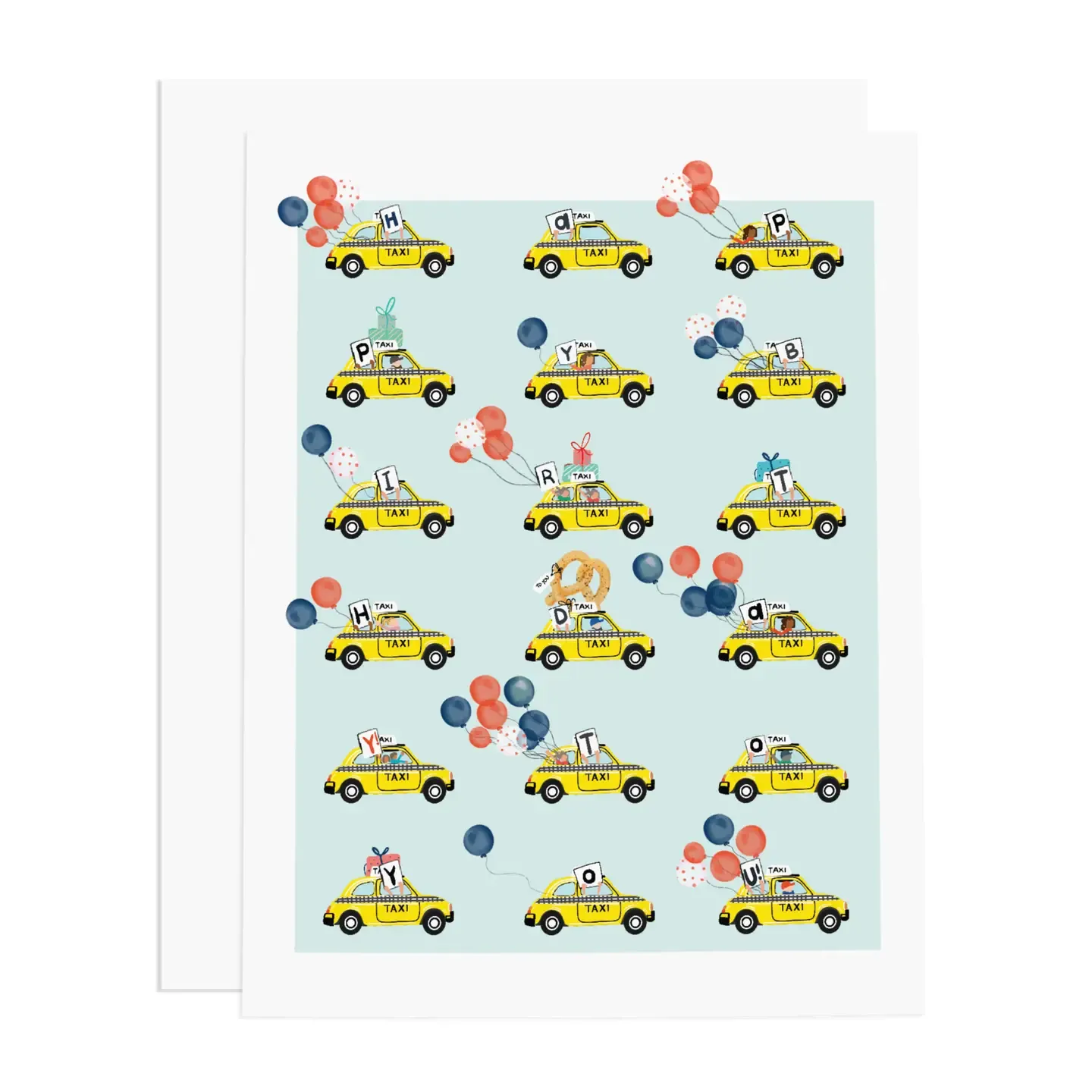 Taxi Parade Birthday Card