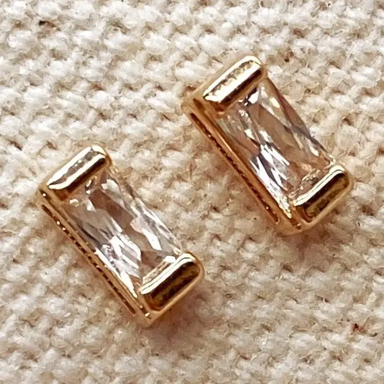 Clear Cubic Zirconia Baguette Stud Earrings