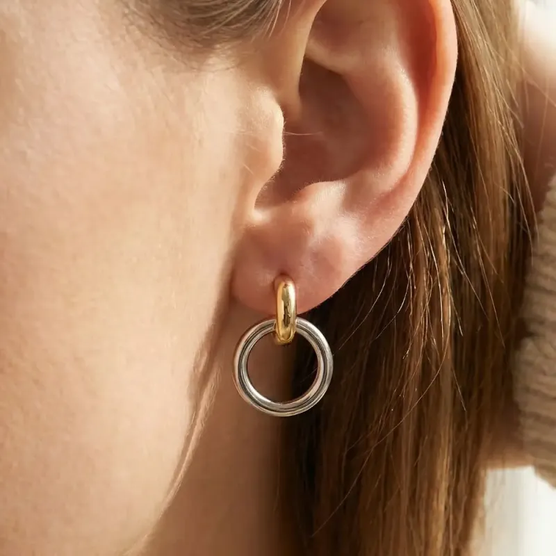 Gold Dipped Two Tone Hoop Earrings