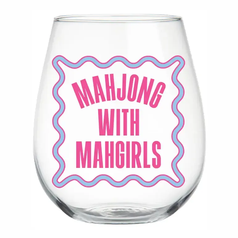 Mahj with Mahgirls Stemless Wine Glass