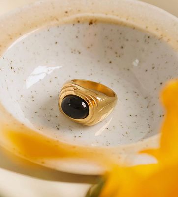 Palmer 18K Gold Agate Stone Ring