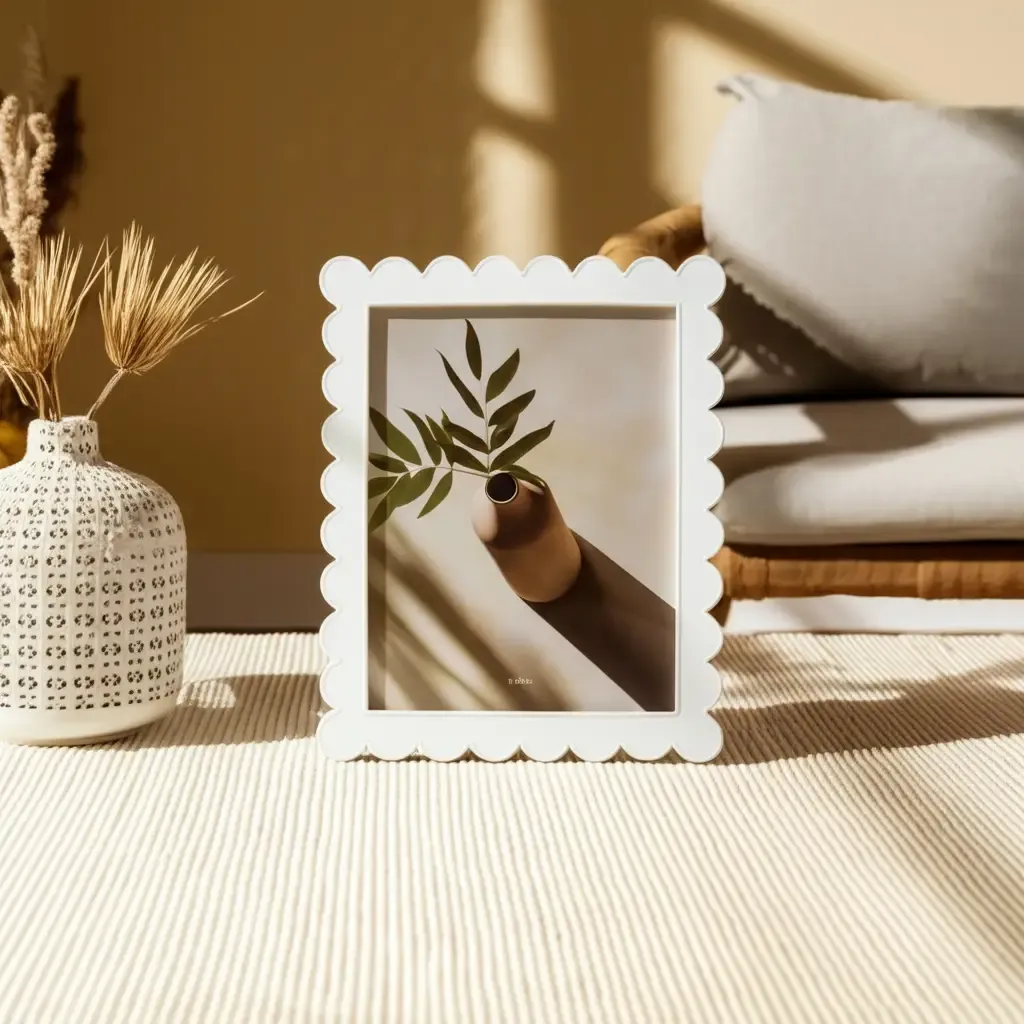 White Resin Picture Frame w/ Scalloped Edge -, Size: 5x7