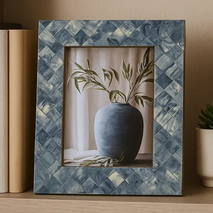 Blue &amp; Ivory Resin Woven Picture Frame  (5x7)