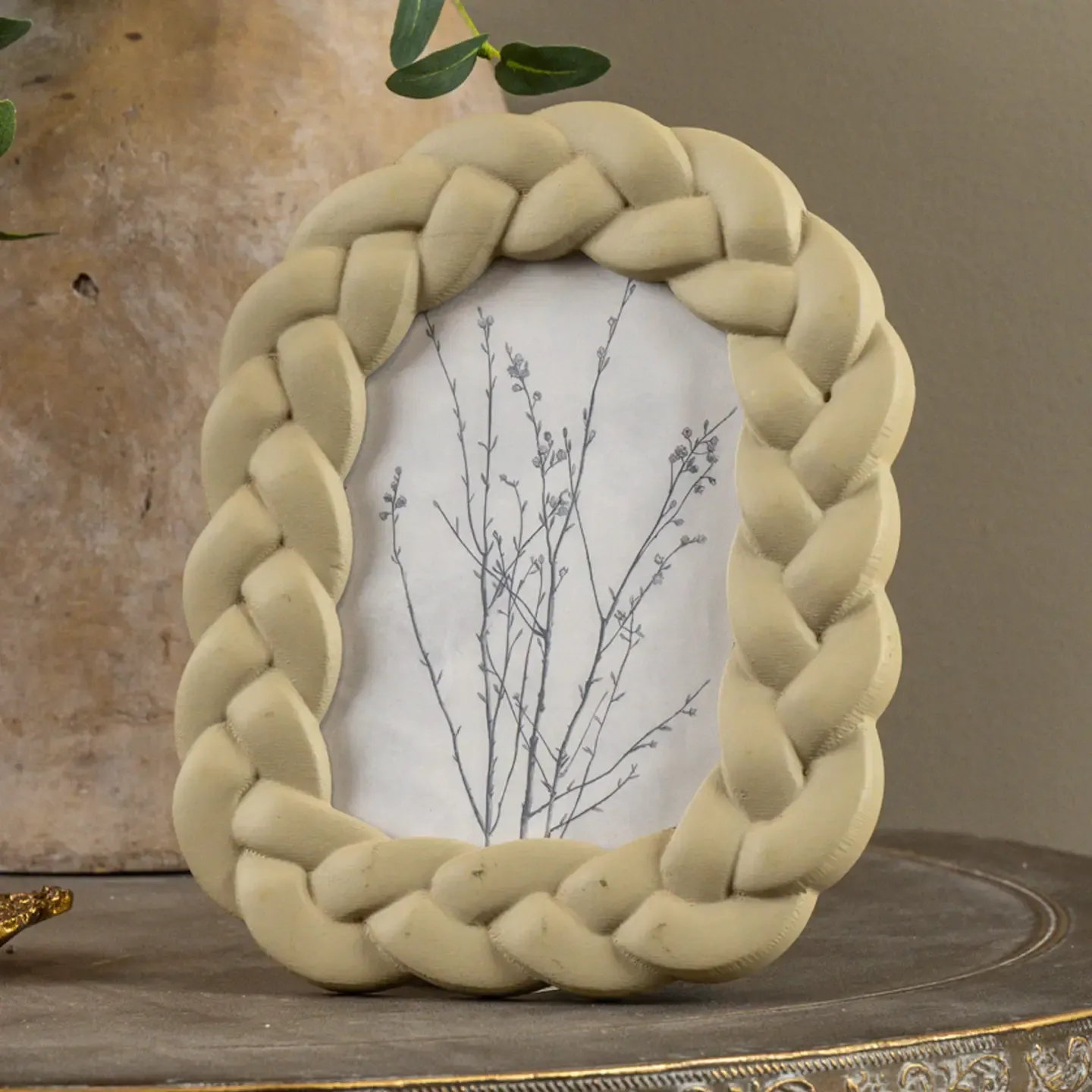 Beige Braided Photo Frame