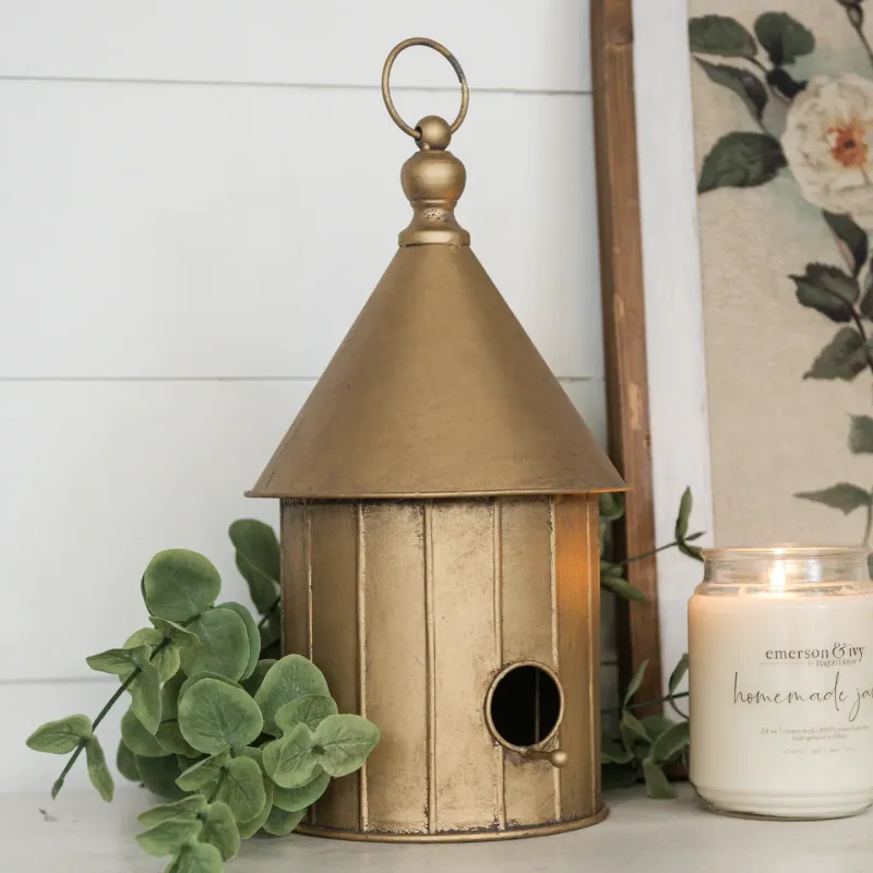 Gold Round Birdhouse