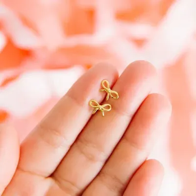 Gold Bow Stud Earrings