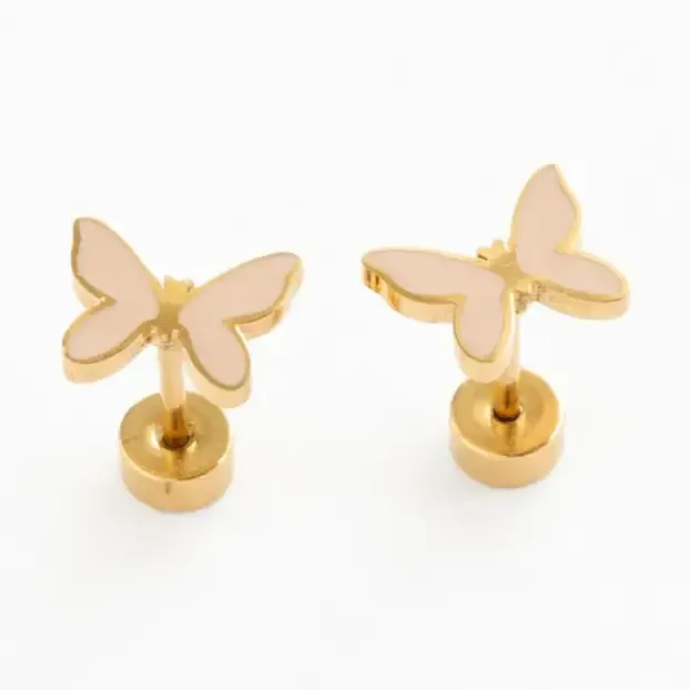 Blush Enamel Butterfly Stud Earrings