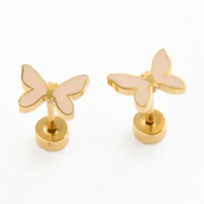 Blush Enamel Butterfly Stud Earrings