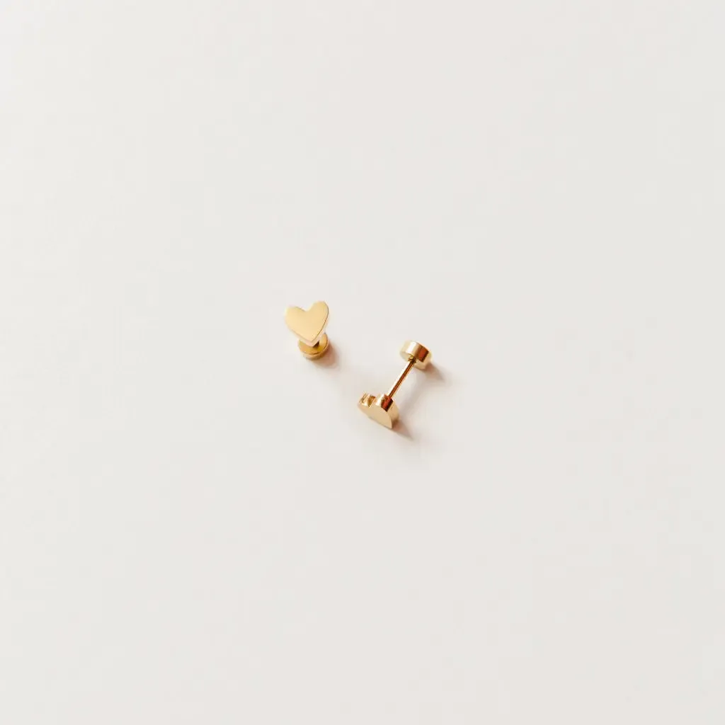 Gold Heart Stud Earrings