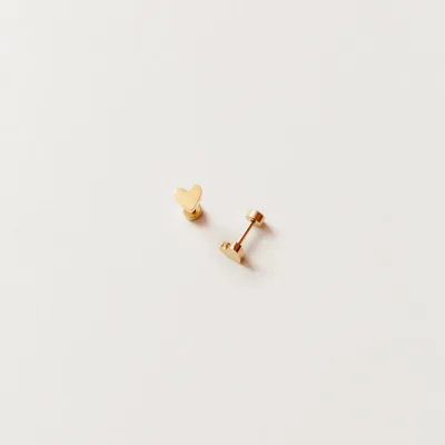 Gold Heart Stud Earrings