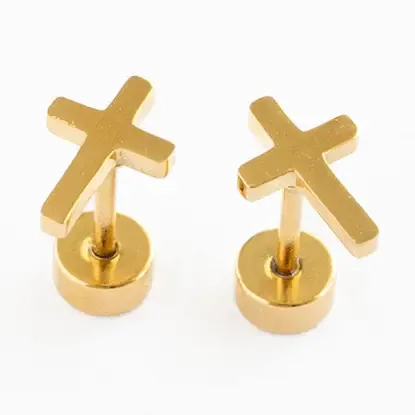 Gold Cross Stud Earrings