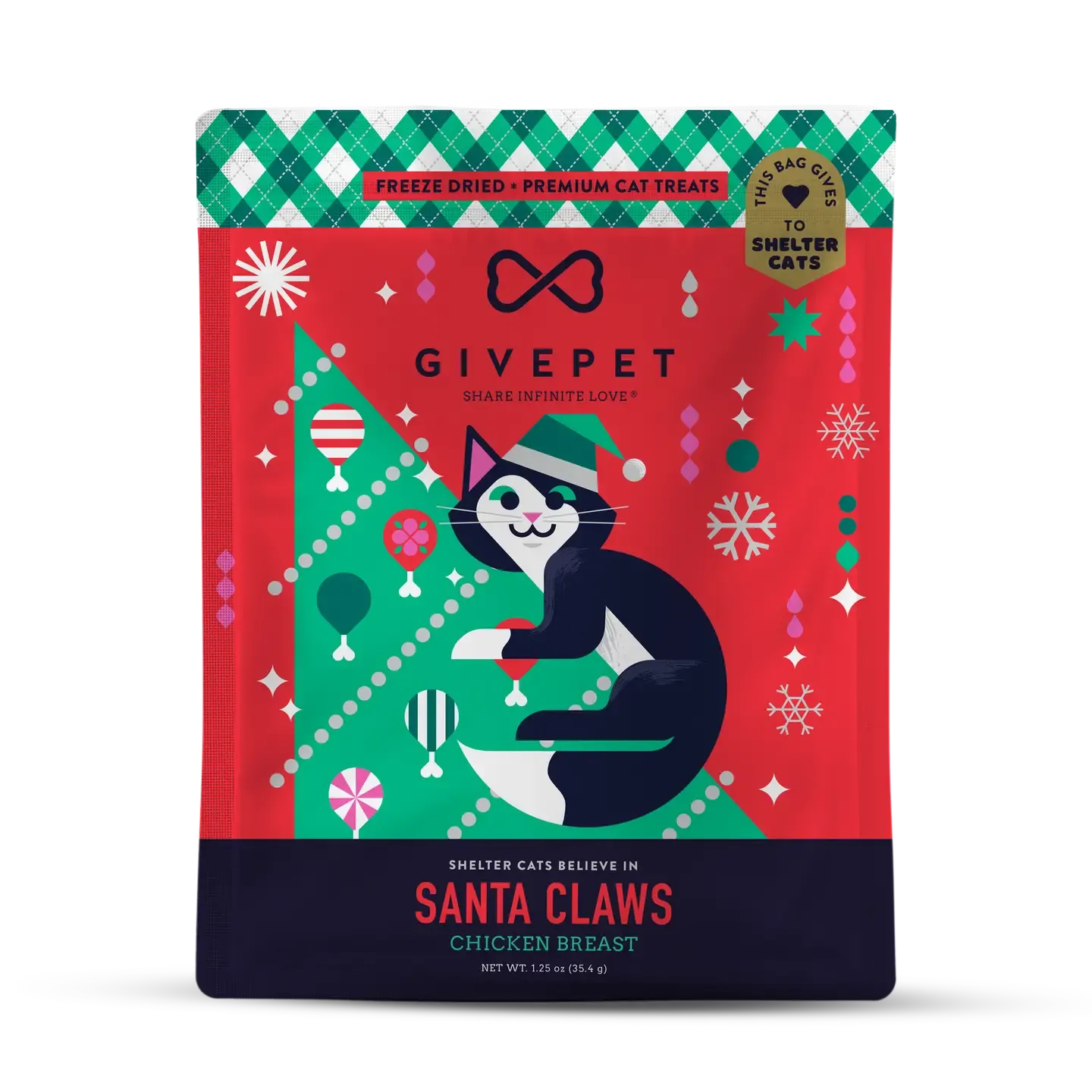Santa Claws Freeze-Dried Cat  Treats - 1.25oz Bag