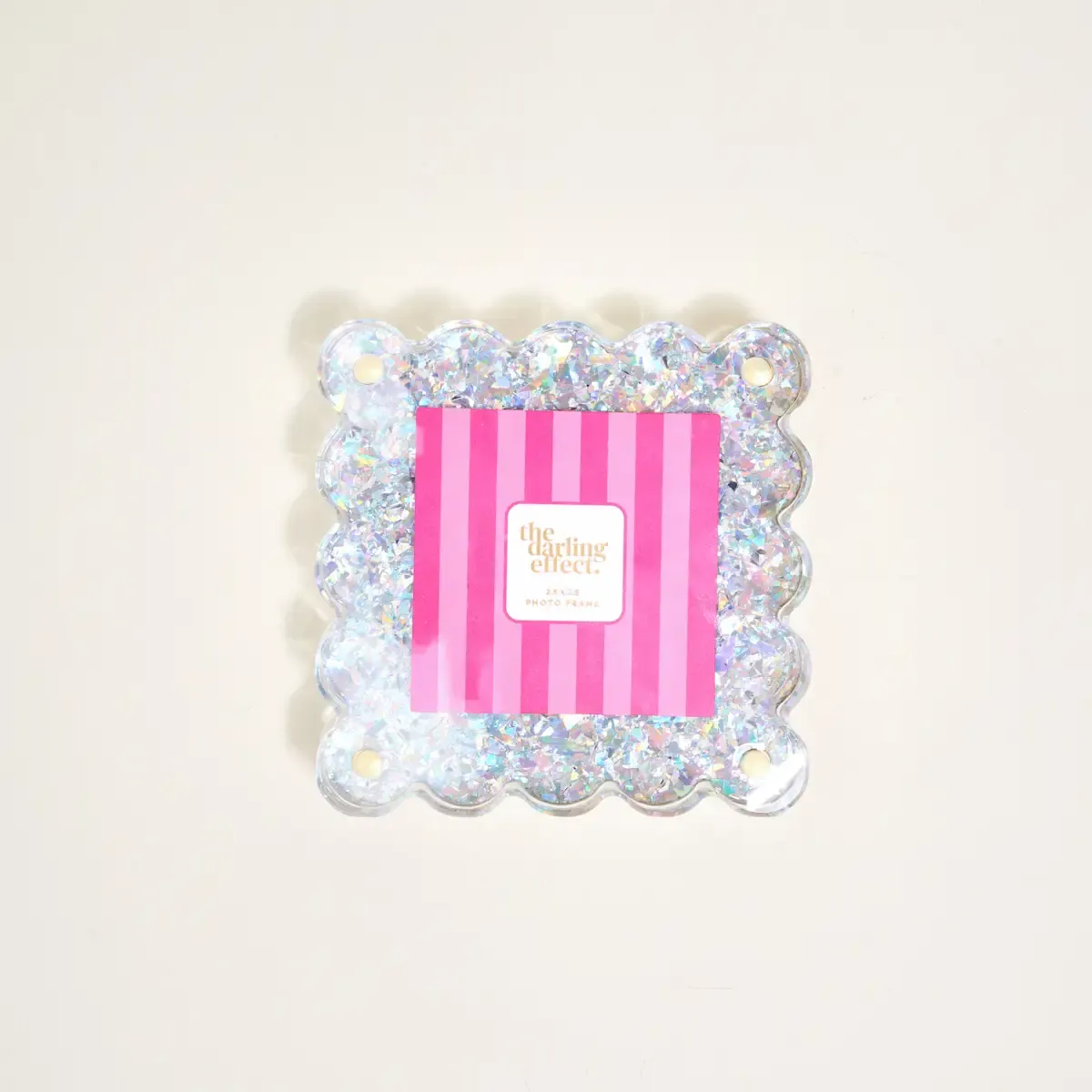 Silver Glitter Scalloped Acrylic Picture Frame, Size: (4x4)