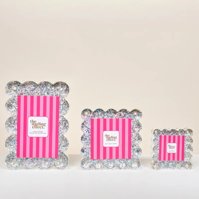 Silver Glitter Scalloped Acrylic Picture Frame