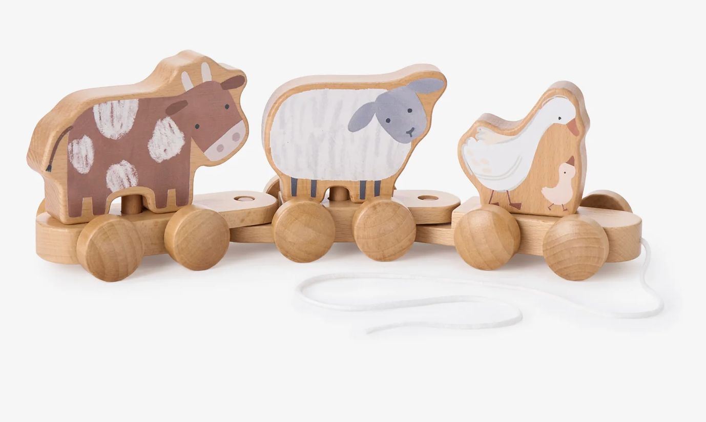 Wooden Farm Animal Pull Toy