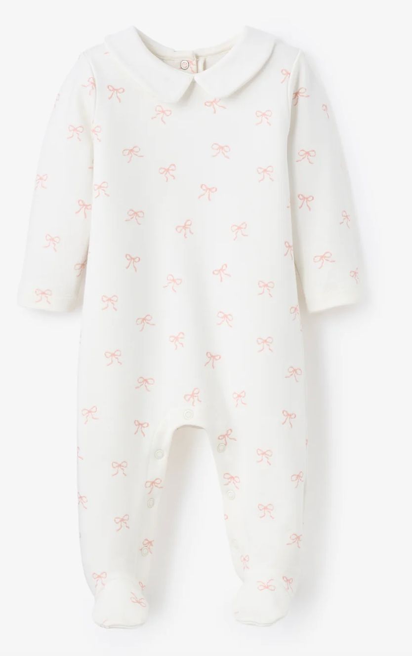 Pink Bow Interlock Peter Pan Collar Jumpsuit