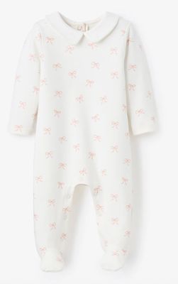 Pink Bow Interlock Peter Pan Collar Jumpsuit