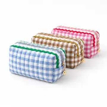 Color Wave Gingham Cosmetic Case