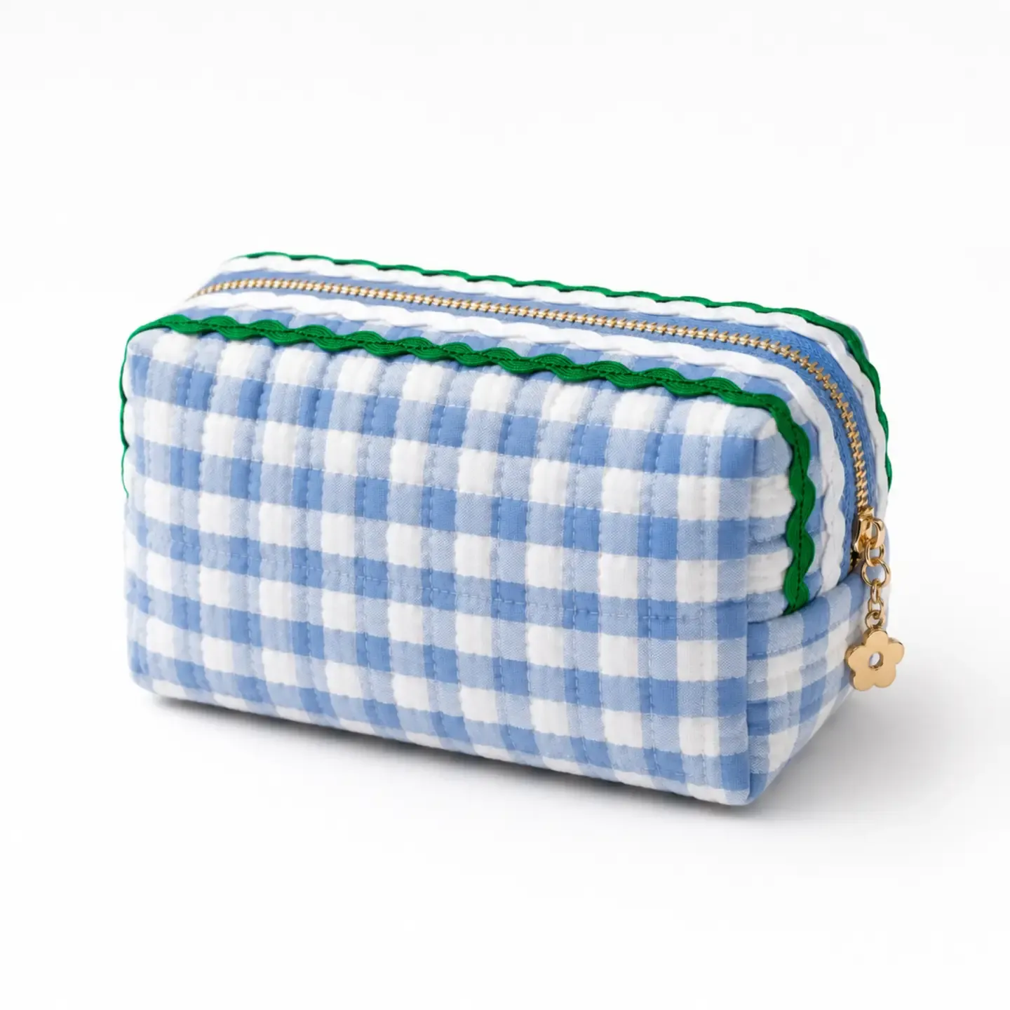 Color Wave Gingham Cosmetic Case, Color: Blue