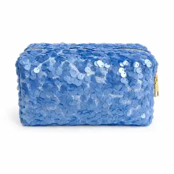 Sequin Glow Cosmetic Case, Color: Sky Blue