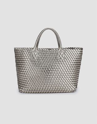 Bella Woven Tote Hi Shine Platinum