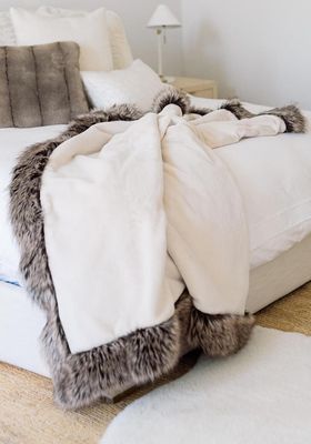 Fabulous Furs Ivory Faux Sheared Beaver Alpine Weighted Throw