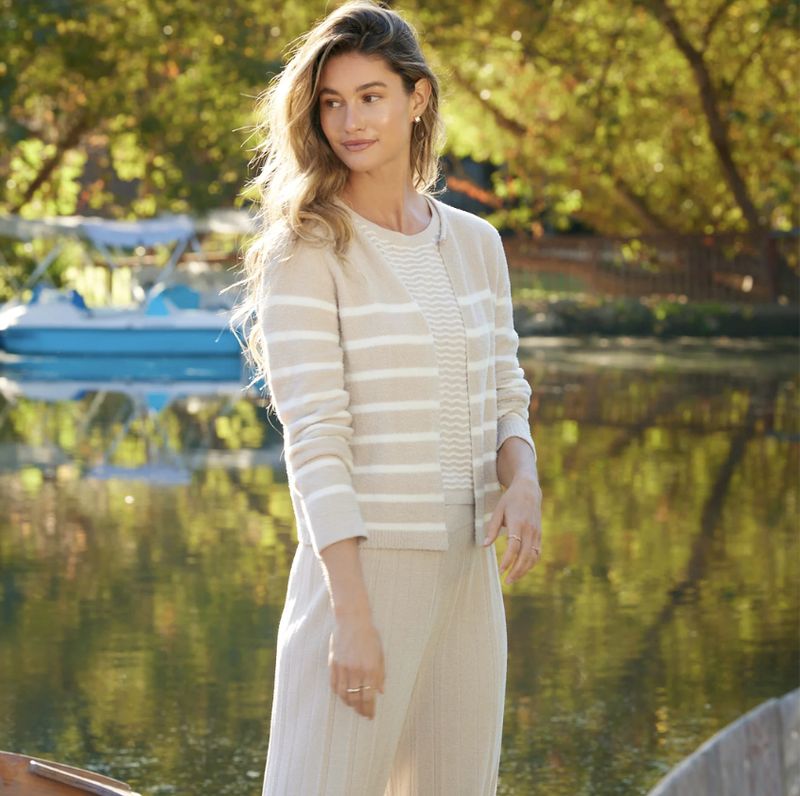Barefoot Dreams Striped Cardigan with Button