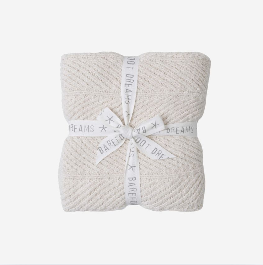 Barefoot Dreams Bamboo CozyChic Herringbone Blanket, COLOR: Cream