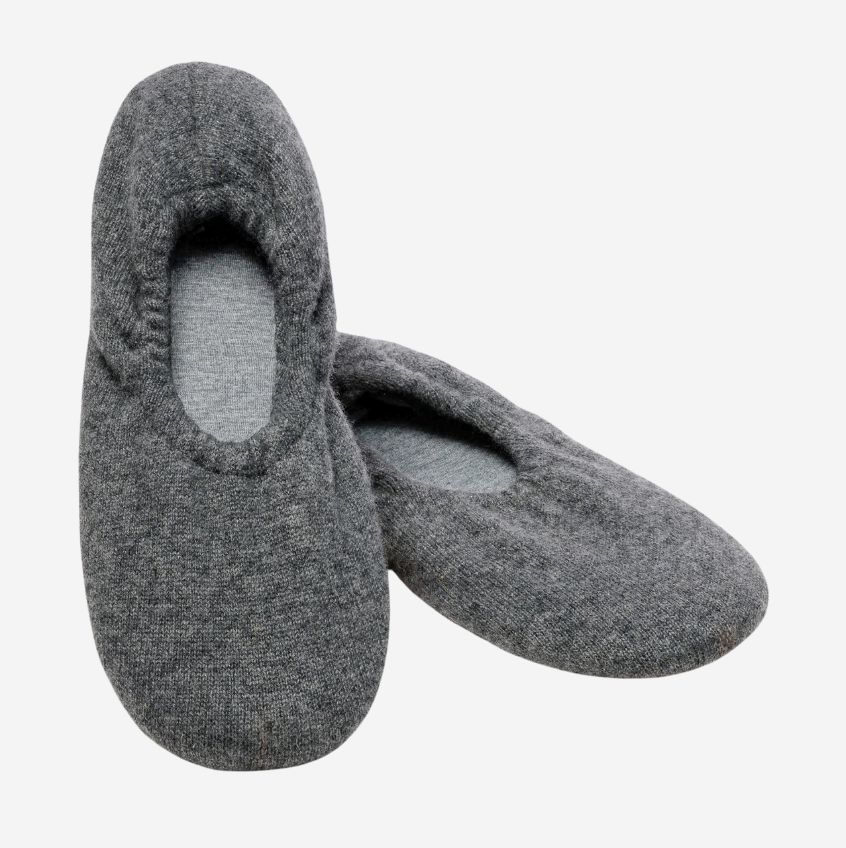 Petite Plume Cashmere Slippers, COLOR: Grey, SIZE: X-Small