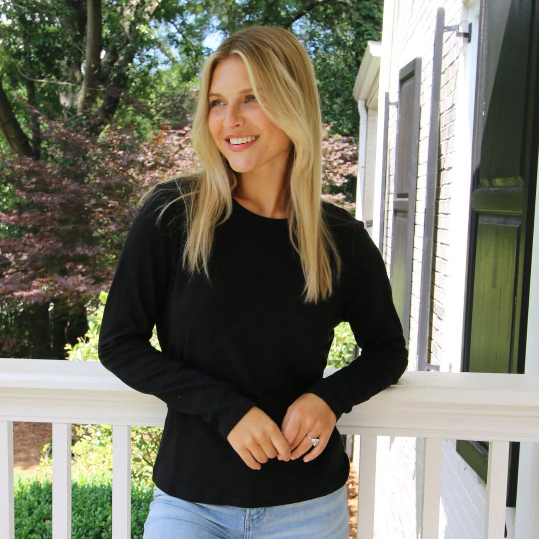 Erin Gray Classic Long Sleeve Tee, COLOR: Black, SIZE: X-Large