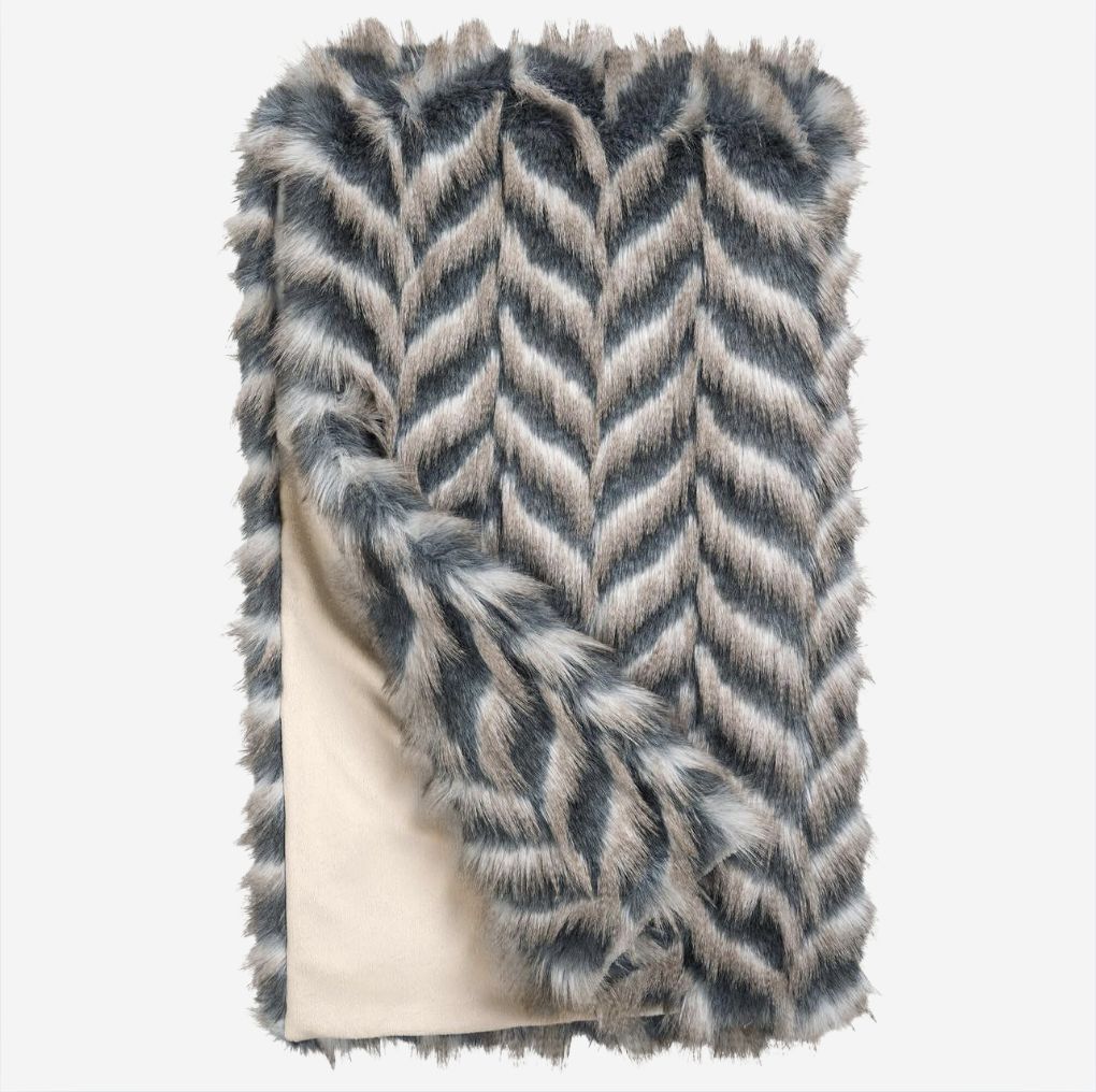 Fabulous Furs Signature Series Throws, COLOR: Grey Chevron