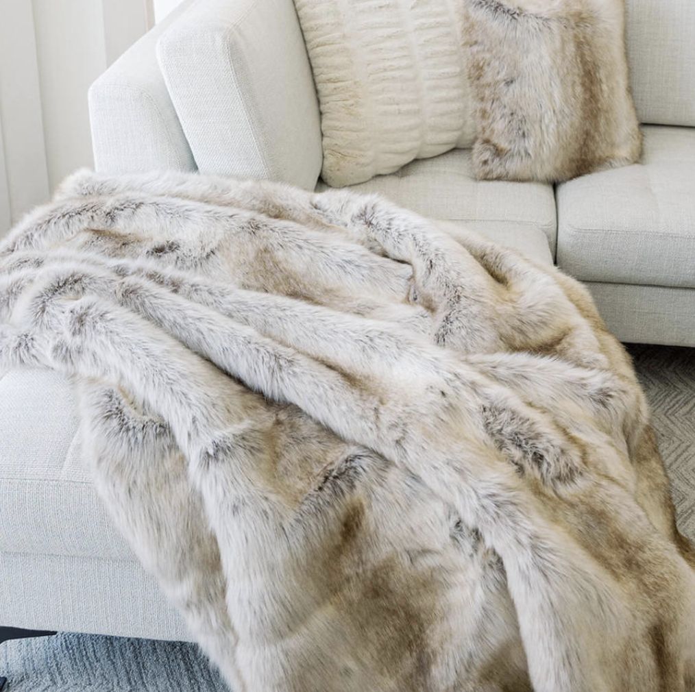 Fabulous Furs Blonde Fox Faux Fur Throw