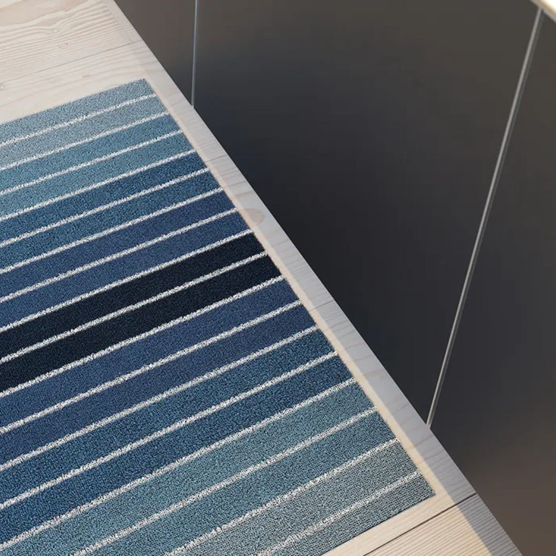 Chilewich Block Stripe Shag Mat, COLOR: Denim, SIZE: Doormat 18x28