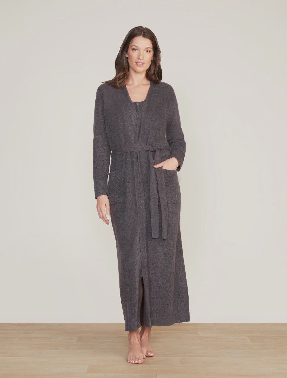 Barefoot Dreams Women&#39;s Long Robe, COLOR: Carbon, SIZE: Large / X-Large