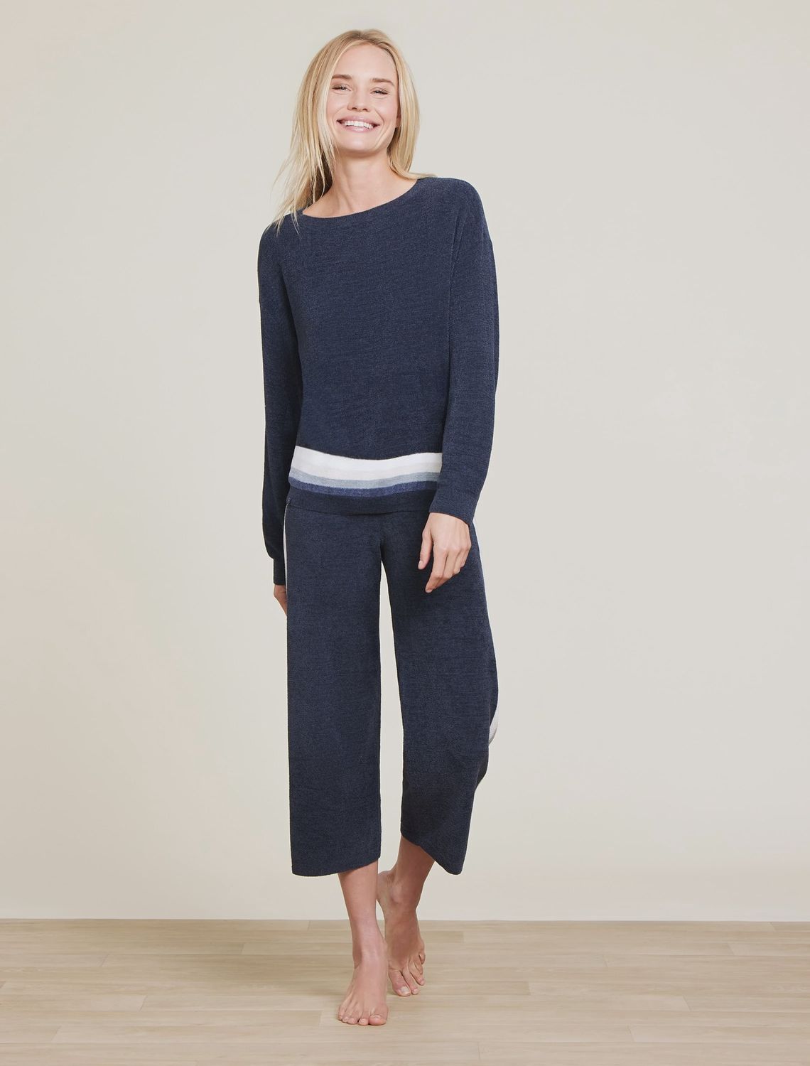Barefoot Dreams Multi Stripe Pullover, COLOR: Indigo Multi, SIZE: X-Small