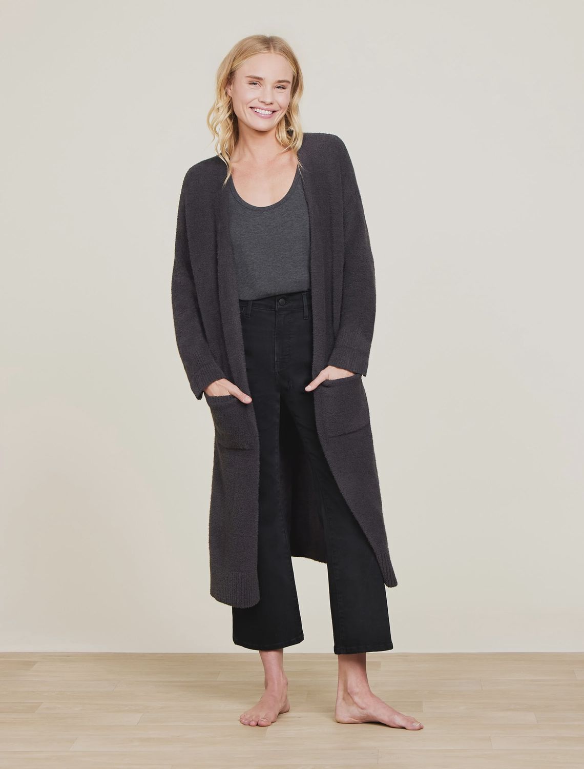 Barefoot Dreams Luxe High Slit Cardigan, SIZE: X-Small, Colour: Carbon