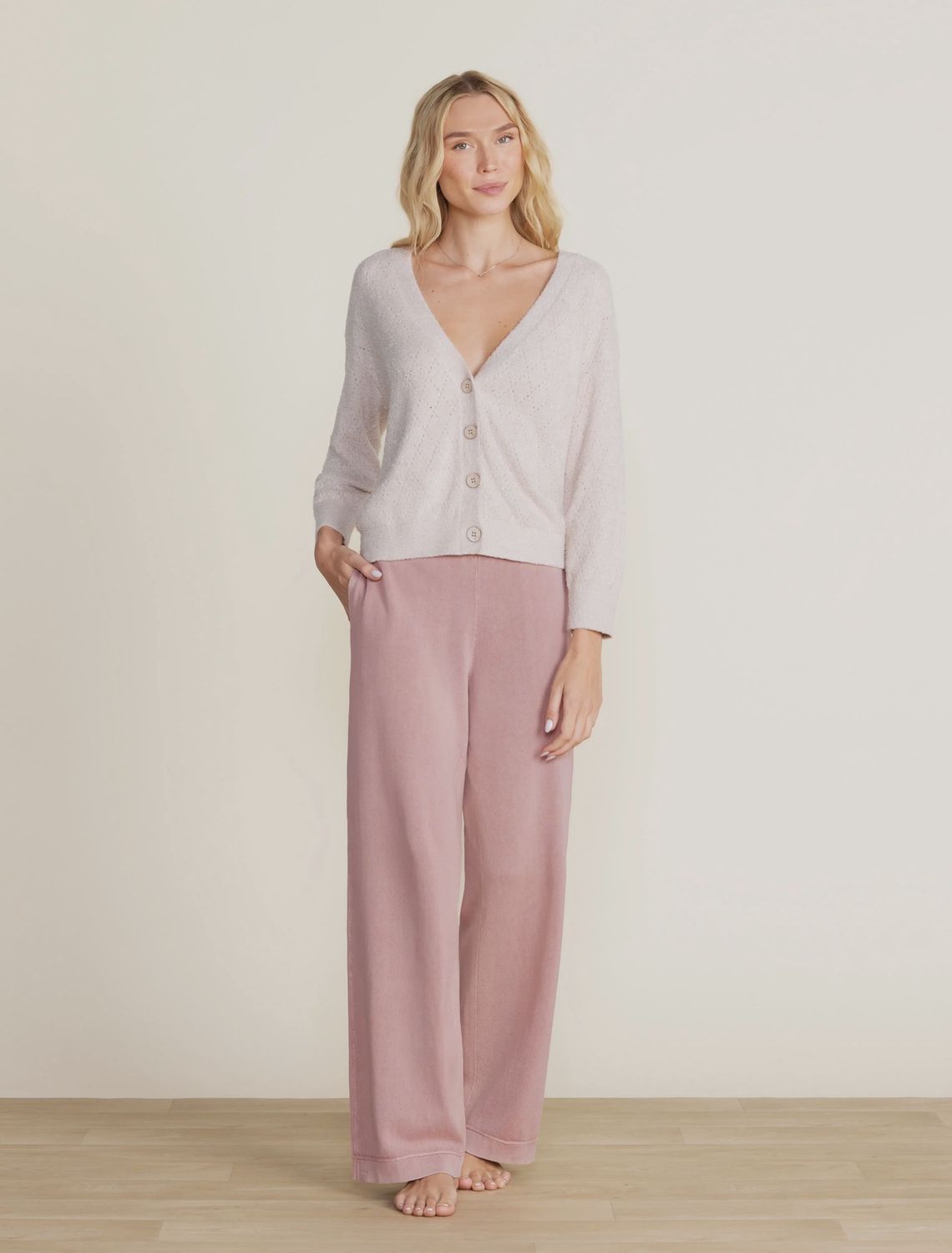 Barefoot Dreams Diamond Pointelle Cardigan, COLOR: Chai, SIZE: X-Small