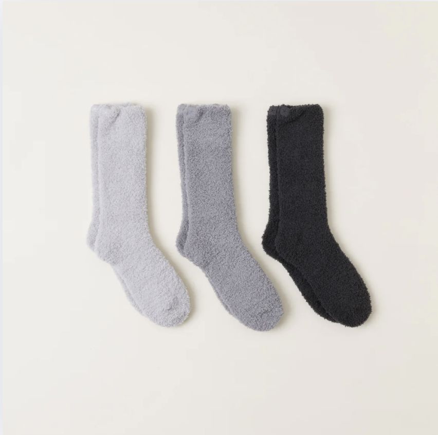 Barefoot Dreams CozyChic 3-Pair Sock Set, COLOR: Carbon Multi