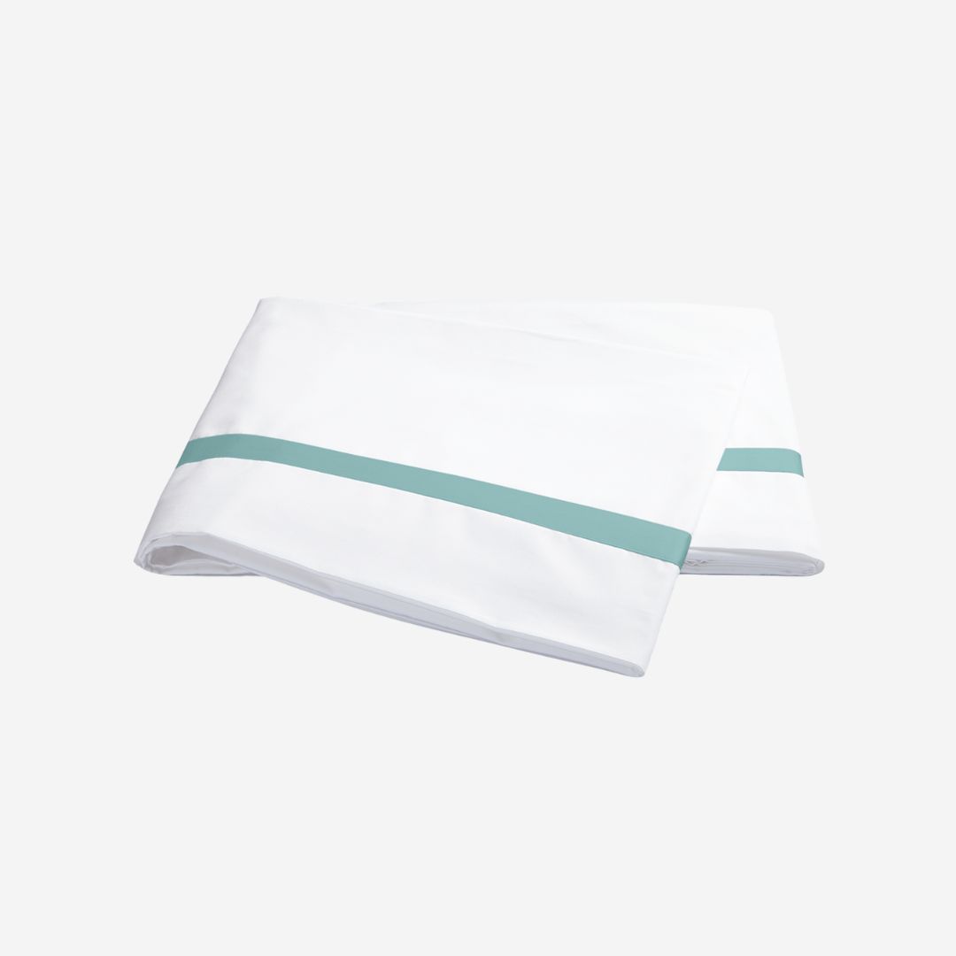 Matouk Lowell Bed Style—Bold Statements, COLOR: Aquamarine, PRODUCT: FLAT SHEET, SIZE: King 114 x 112