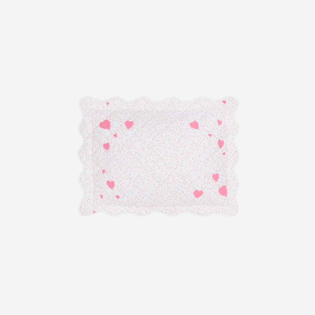 Matouk Celine Mini Pillows, COLOR: Pink Hearts, SIZE: Boudoir 12 x 16, 1.5&quot; Flange