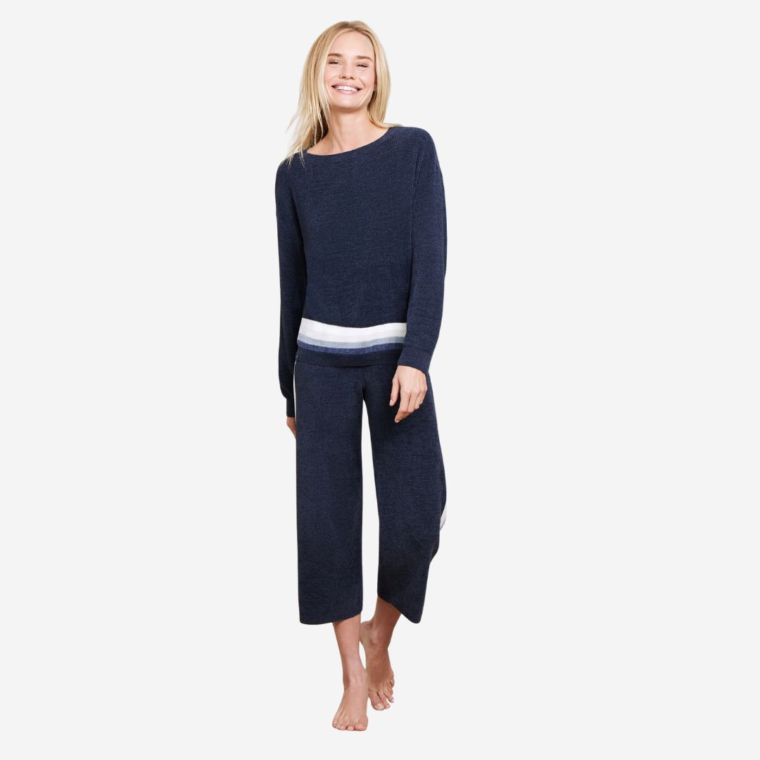 Barefoot Dreams Multi Stripe Wide Leg Pant, COLOR: Indigo Multi, SIZE: X-Small
