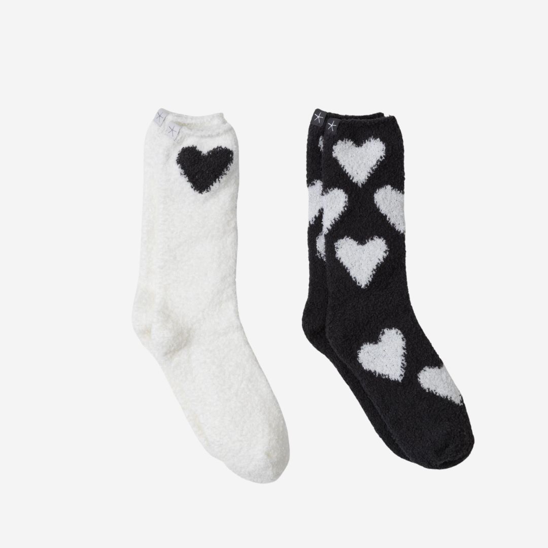 Barefoot Dreams Heart Print Sock Set, COLOR: Carbon / White