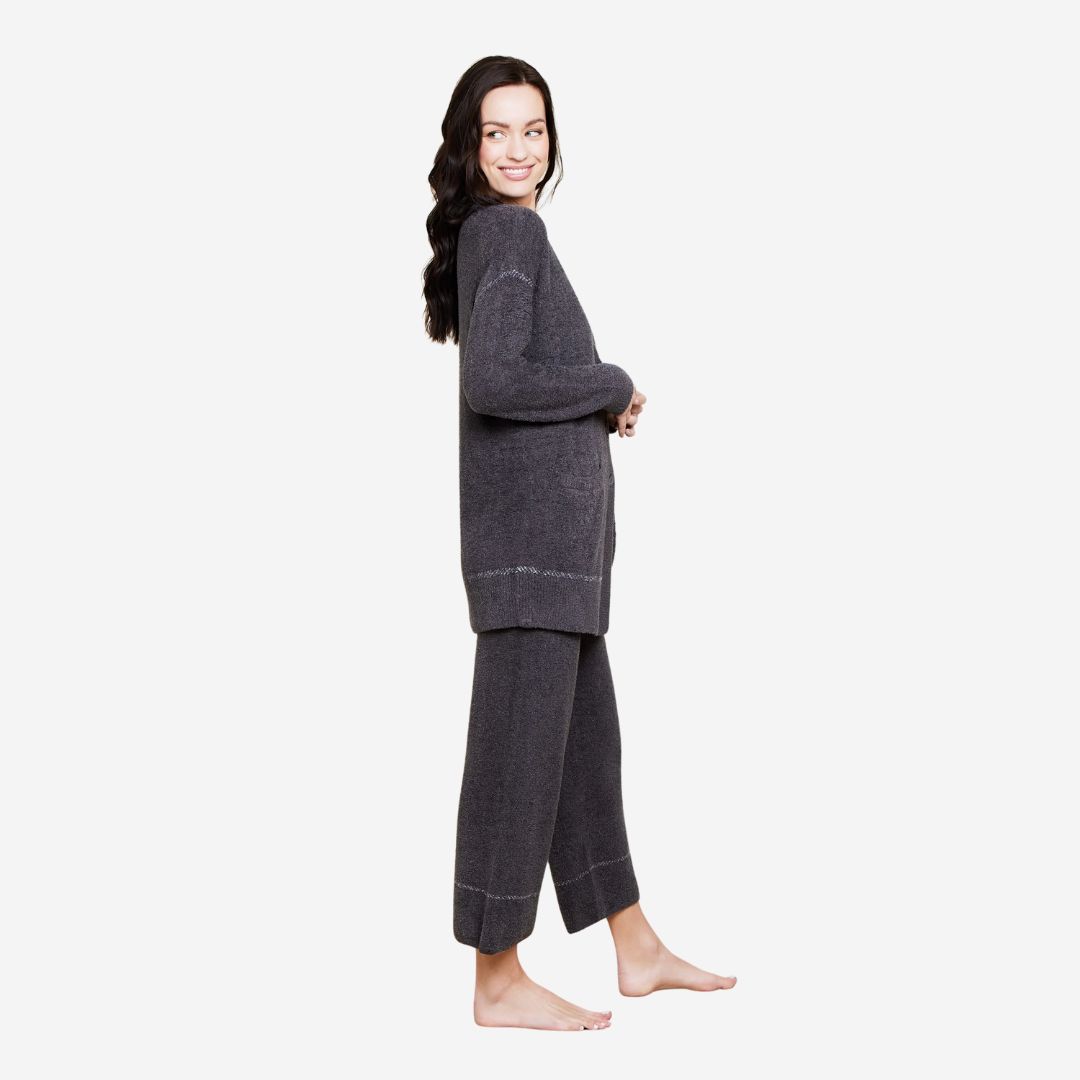 Barefoot Dreams Contrast Stitch Crop Pant, COLOR: Carbon / Pearl, SIZE: X-Small