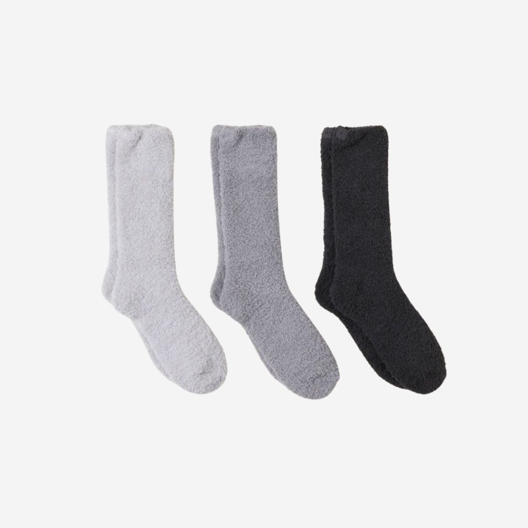 Barefoot Dreams CozyChic 3-Pair Sock Set, COLOR: Carbon Multi