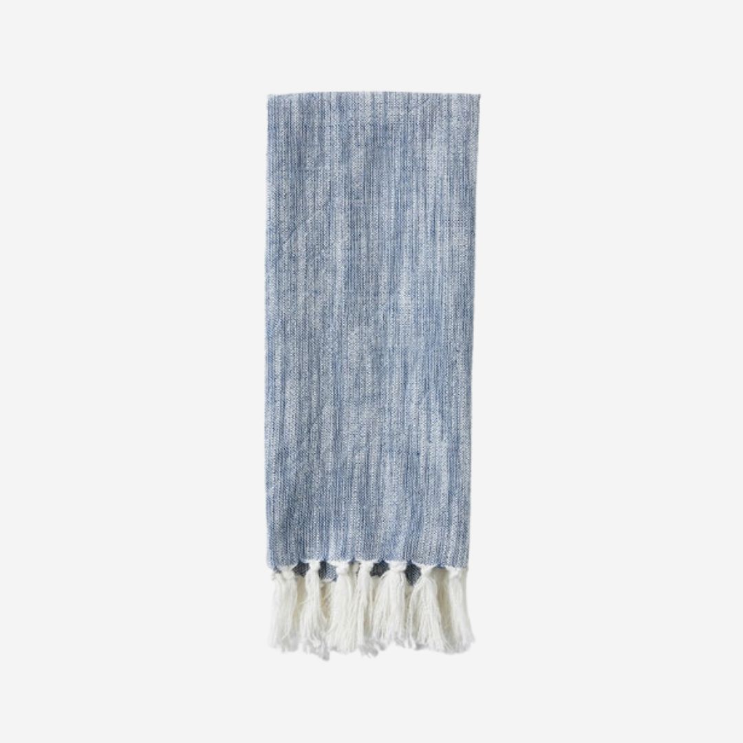 Pigeon &amp; Poodle Como Guest Towel with Fringe, COLOR: Navy / White
