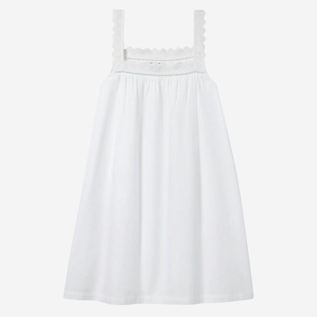 Petite Plume Women&#39;s Twill Esme Nightgown, COLOR: White, SIZE: Small